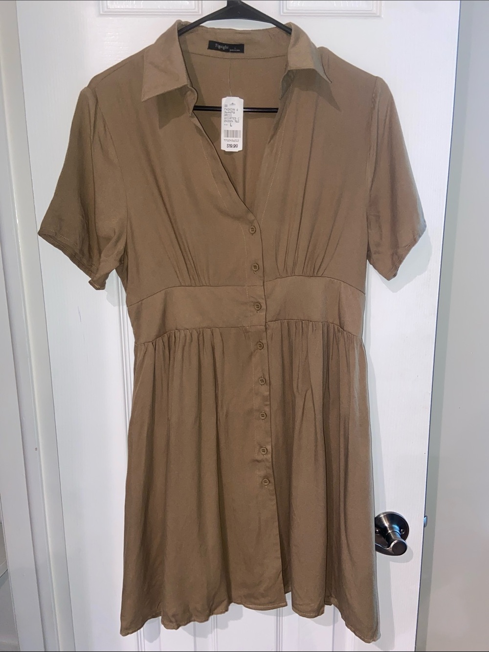 Figsight Brown Dress Size L NWT Pocket Elastic Waist